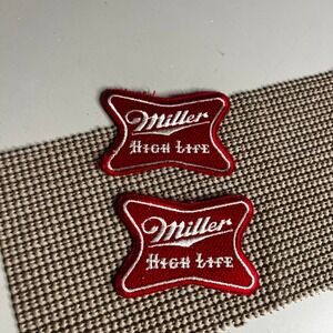 Vintage Miller High Life Embroidered Patches Red White Logo Set of 2 Beer Brewer